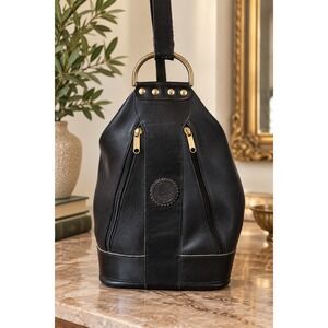 Vintage Creazioni Ipes Italian Leather Teardrop Convertible Backpack Bag 1980s